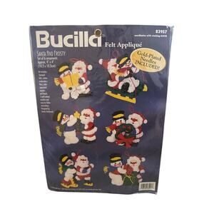 Bucilla "Santa Claus and Frosty" Felt Applique Ornament Kit 83957 Sealed New